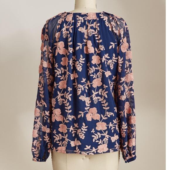 Sundays in Brooklyn Else top blue and pink embroidered - Picture 3 of 8